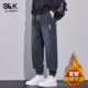 班尼路SK加绒加厚休闲裤 2025宽松哈伦耐磨束脚长裤 男秋冬季 新款