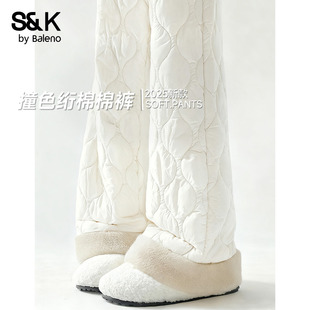 加厚保暖宽松长裤 新款 女2025冬季 班尼路S&K系列撞色绗棉休闲棉裤
