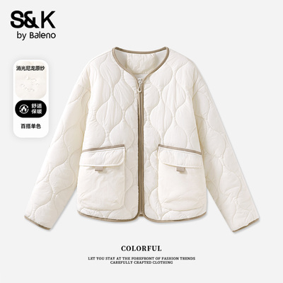班尼路S&K系列棉服女款冬季2025新款保暖夹棉外套轻薄短款小棉袄N