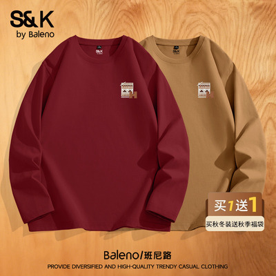 班尼路S&K系列纯棉长袖t恤男