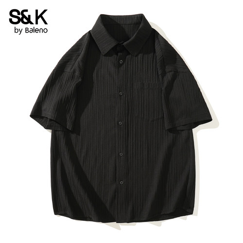 班尼路SK夏季凉感宽松短袖衬衫男