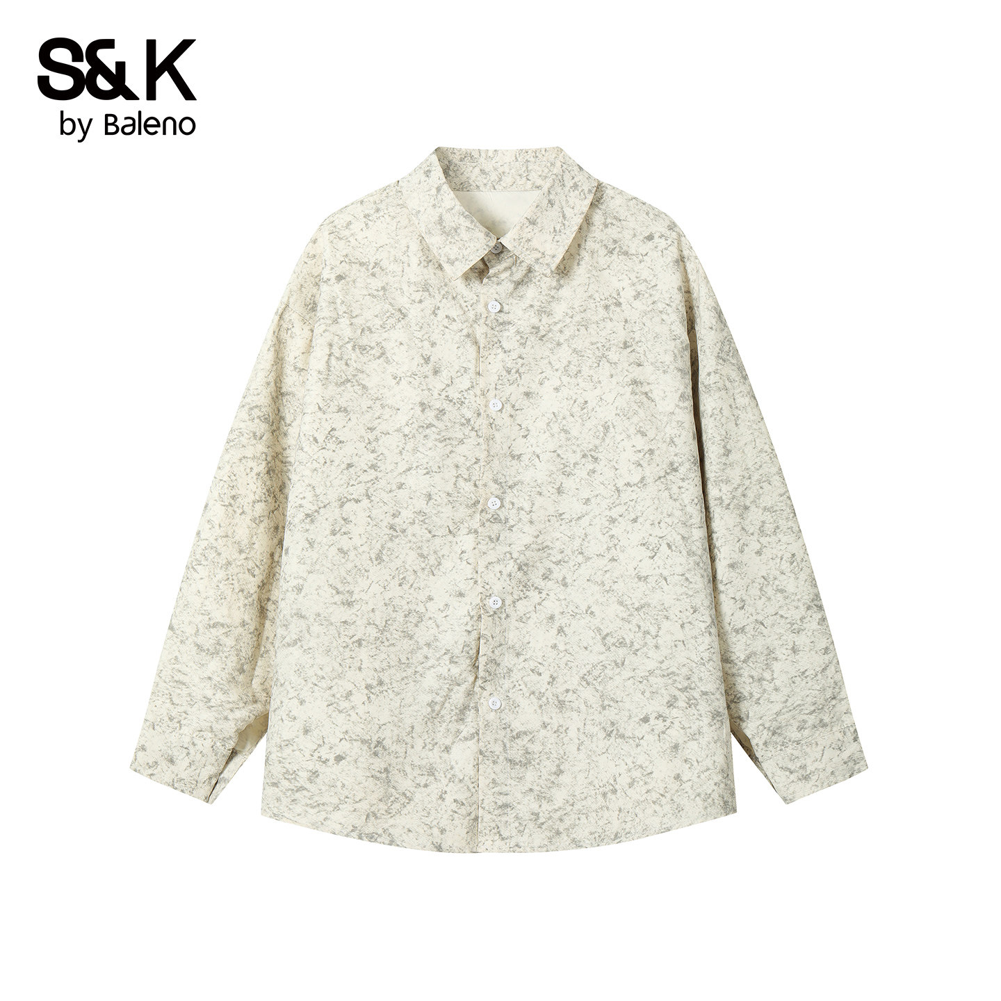 班尼路SK扎染碎花长袖衬衫男春夏季美式宽松休闲衬衣帅气外套男YS