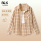 班尼路S&K系列POLO领格子衬衫 衬衣Q 宽松休闲长袖 女款 2026春夏新款