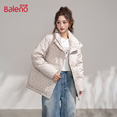 厚实保暖面包服爱心印花开衫 班尼路时尚 立领女士羽绒服冬季 外套J