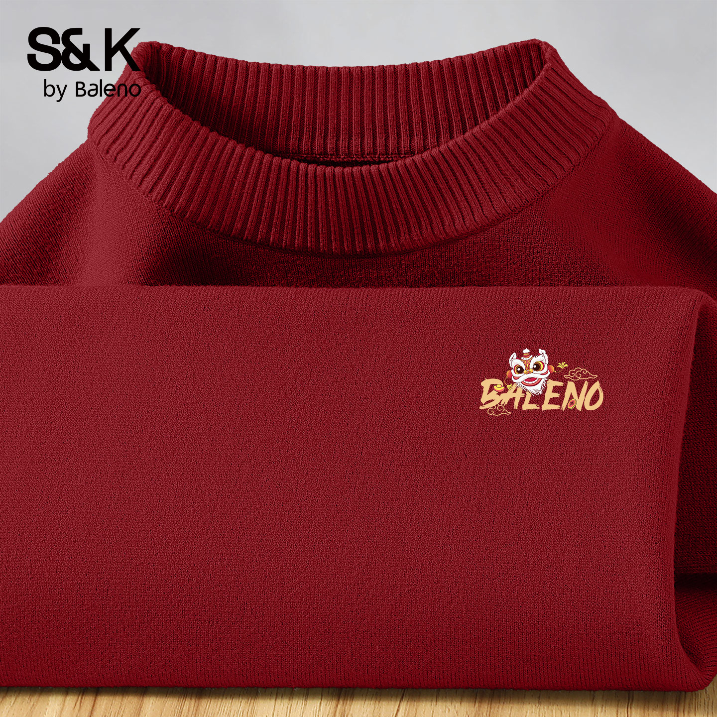 酒红色男士毛衣2025冬季本命年