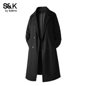 班尼路SK2026新款 外套YS 高级感过膝风衣呢子男装 长款 毛呢大衣春季