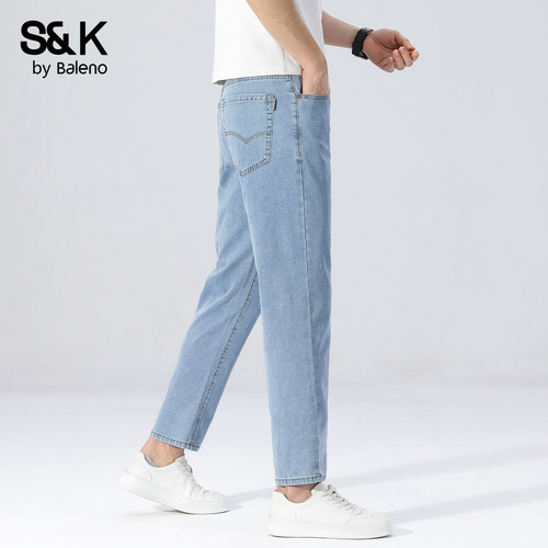 班尼路SK夏季九分牛仔裤男宽松