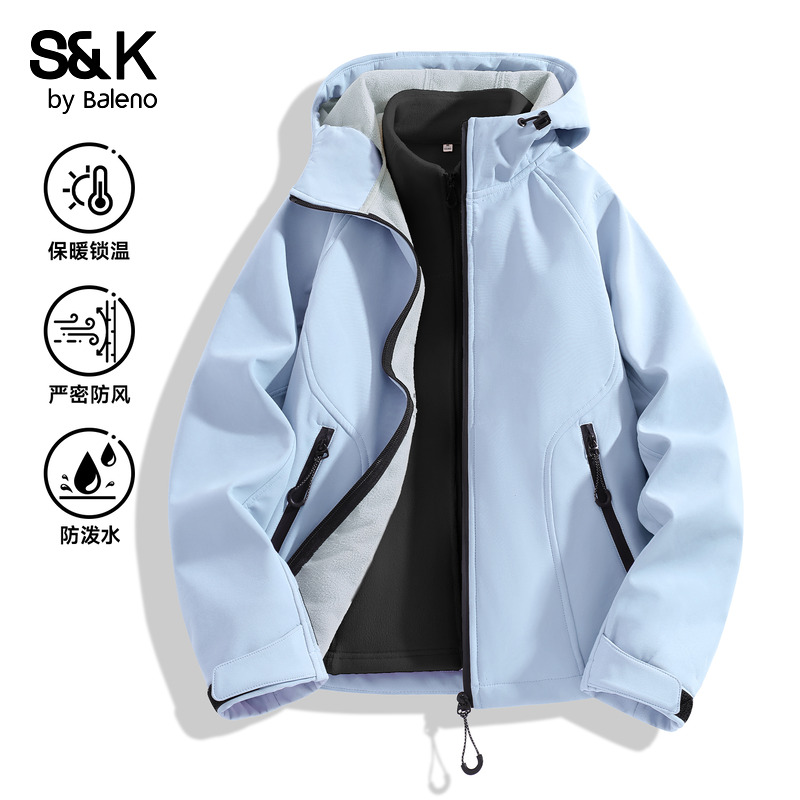 班尼路S&K系列冲锋衣胆开衫上衣女2025秋冬新款三防连帽夹克外套N