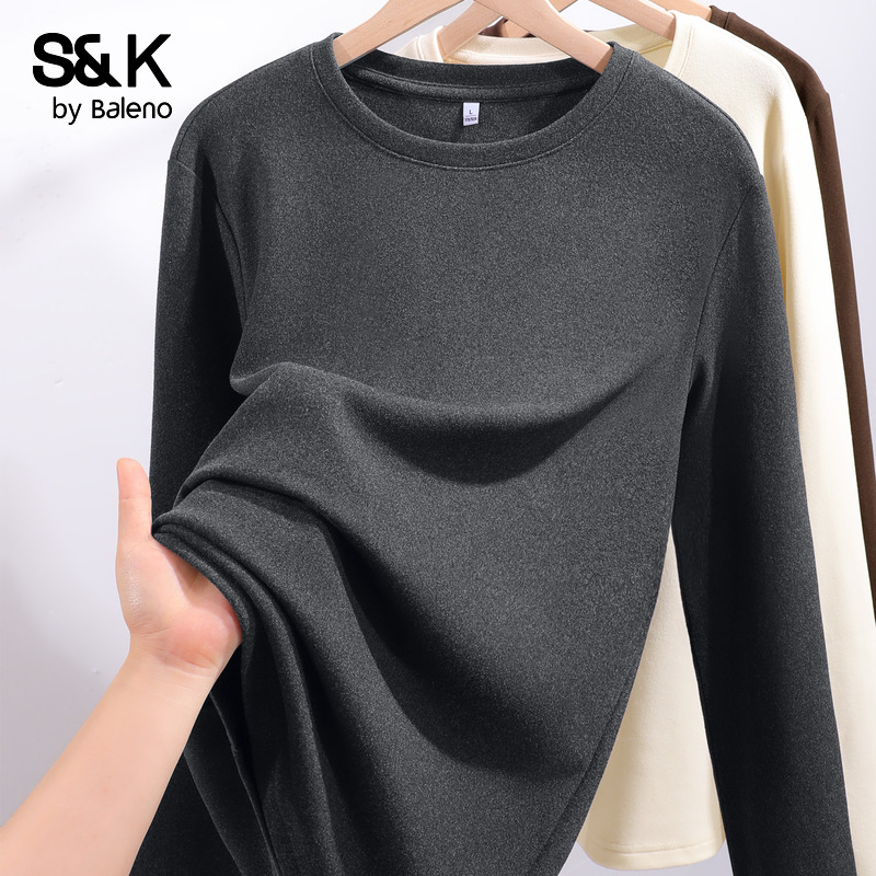 灰色薄绒打底衫长袖t恤上衣