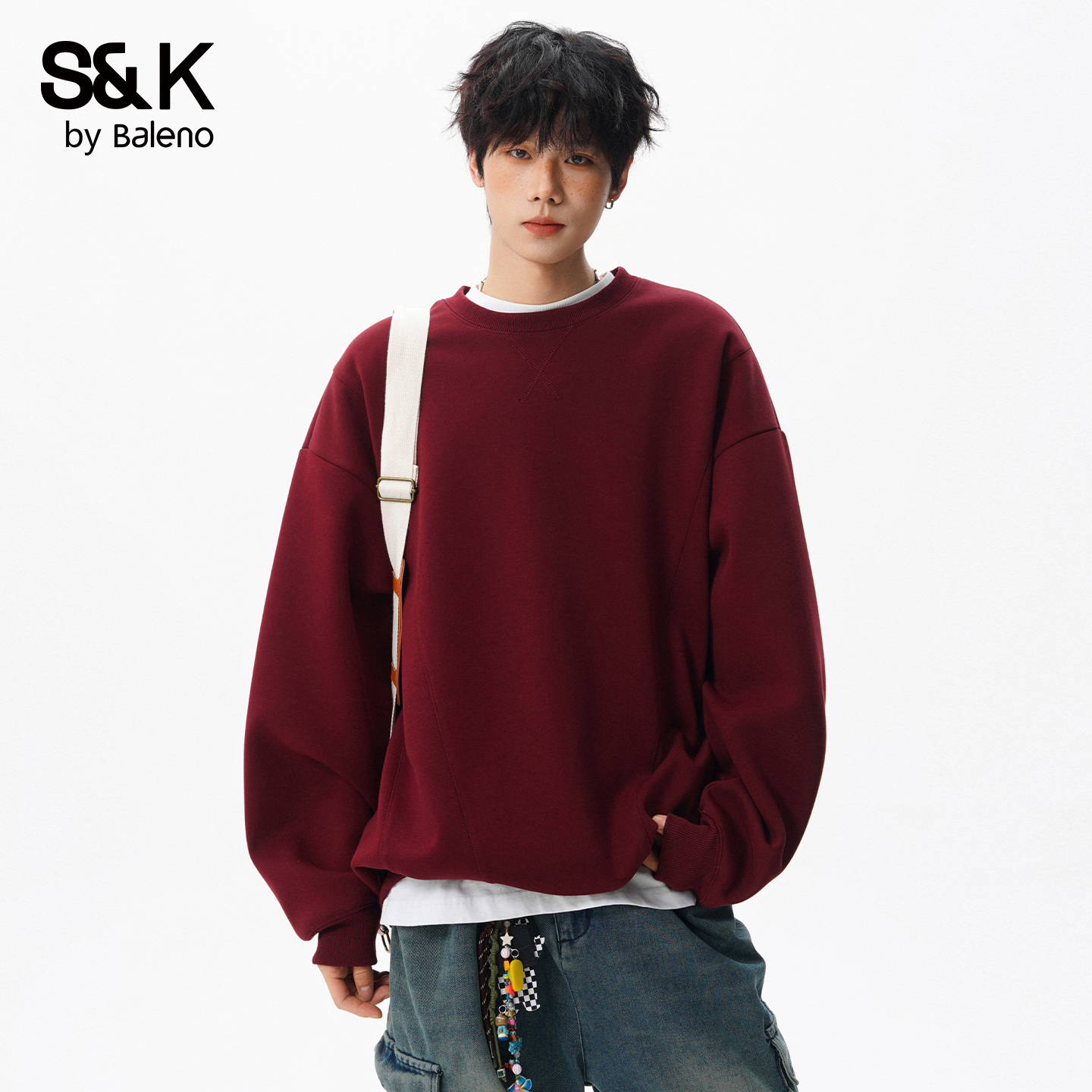 班尼路SK港风复古圆领卫衣男新款