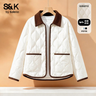 班尼路S&K系列翻领棉服女2025冬季 轻薄加厚保暖休闲棉衣外套Q 新款