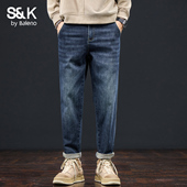 班尼路SK复古水洗牛仔裤 子男YS 直筒宽松青年休闲裤 男2025秋季 厚款