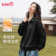 班尼路套头卫衣女外套2026新款 冬奥粒绒保暖翻领学院风宽松上衣M