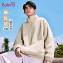 班尼路冲锋衣内胆男款 浅色抓绒衣摇粒绒夹克男A 外套秋冬立领开衫