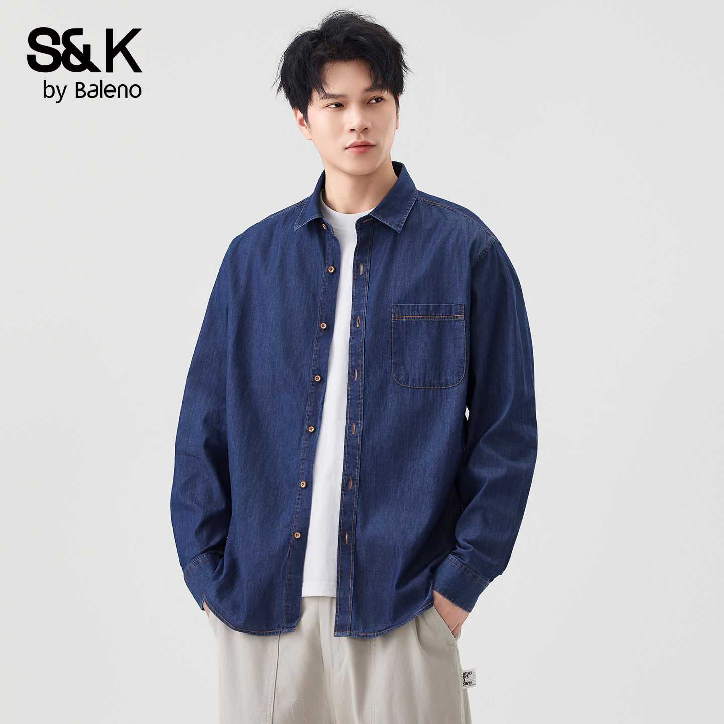 班尼路秋季新款休闲宽松纯棉衬衫