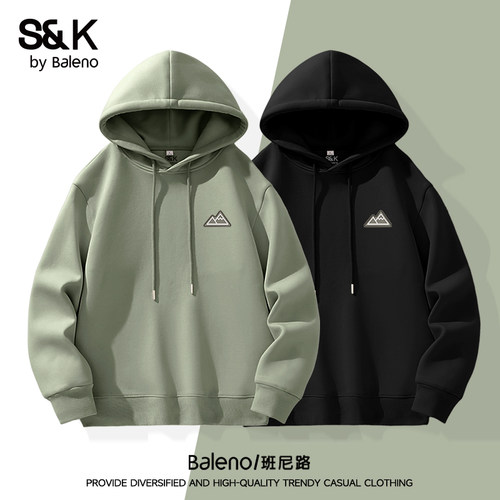 班尼路美式简约休闲连帽卫衣男