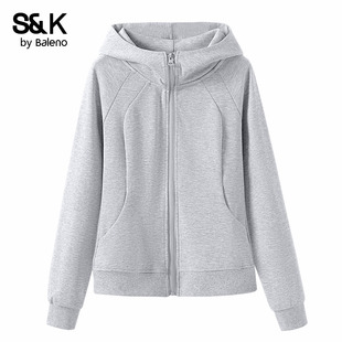 班尼路S&K系列灰色连帽开衫卫衣女款2026春夏新款独特好看的外套H