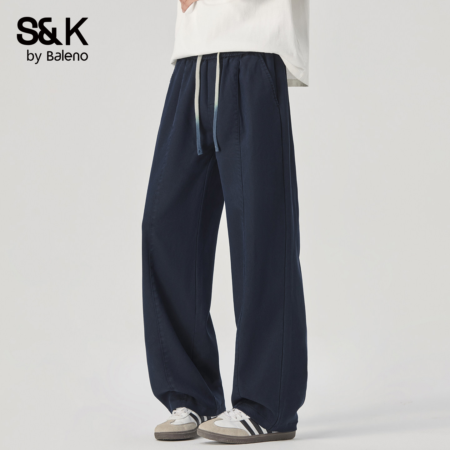 班尼路SK秋冬季美式宽松休闲裤保暖直筒加绒工装裤纯色百搭长裤YS