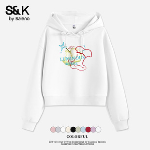 班尼路S&K系列白色宽松连帽卫衣女款2026春秋新款慵懒风外套上衣H
