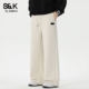 子男士 秋冬季 宽松痞帅高街拖地裤 班尼路SK潮牌贴标裤 休闲长裤 子YS