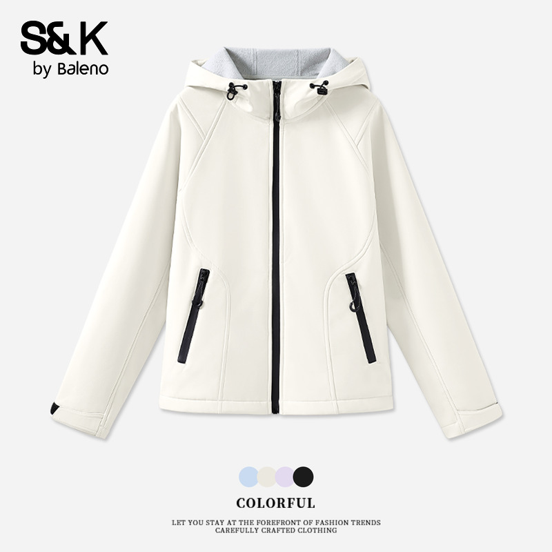 班尼路S&K系列早秋外套女2025新款秋季三防女士高级防水加绒夹克N