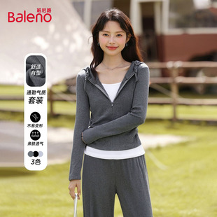 外套阔腿裤 班尼路假两件休闲运动套装 修身 新款 一整套Q 女2026春季