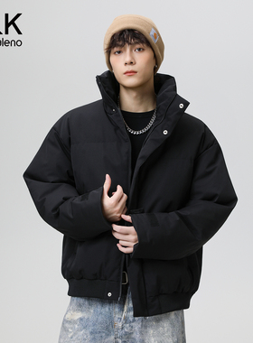 班尼路SK黑色立领棉衣男冬季防风保暖美式休闲宽松百搭棉服外套MS