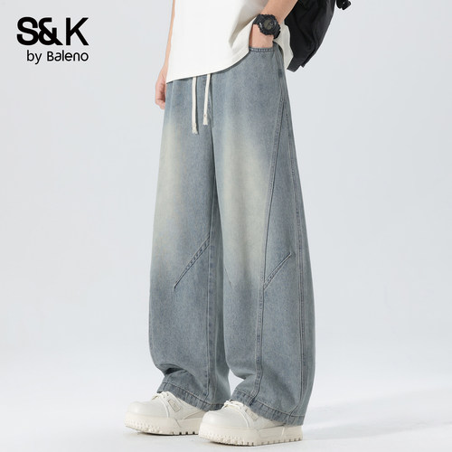 班尼路SK夏季美式宽松牛仔裤男士