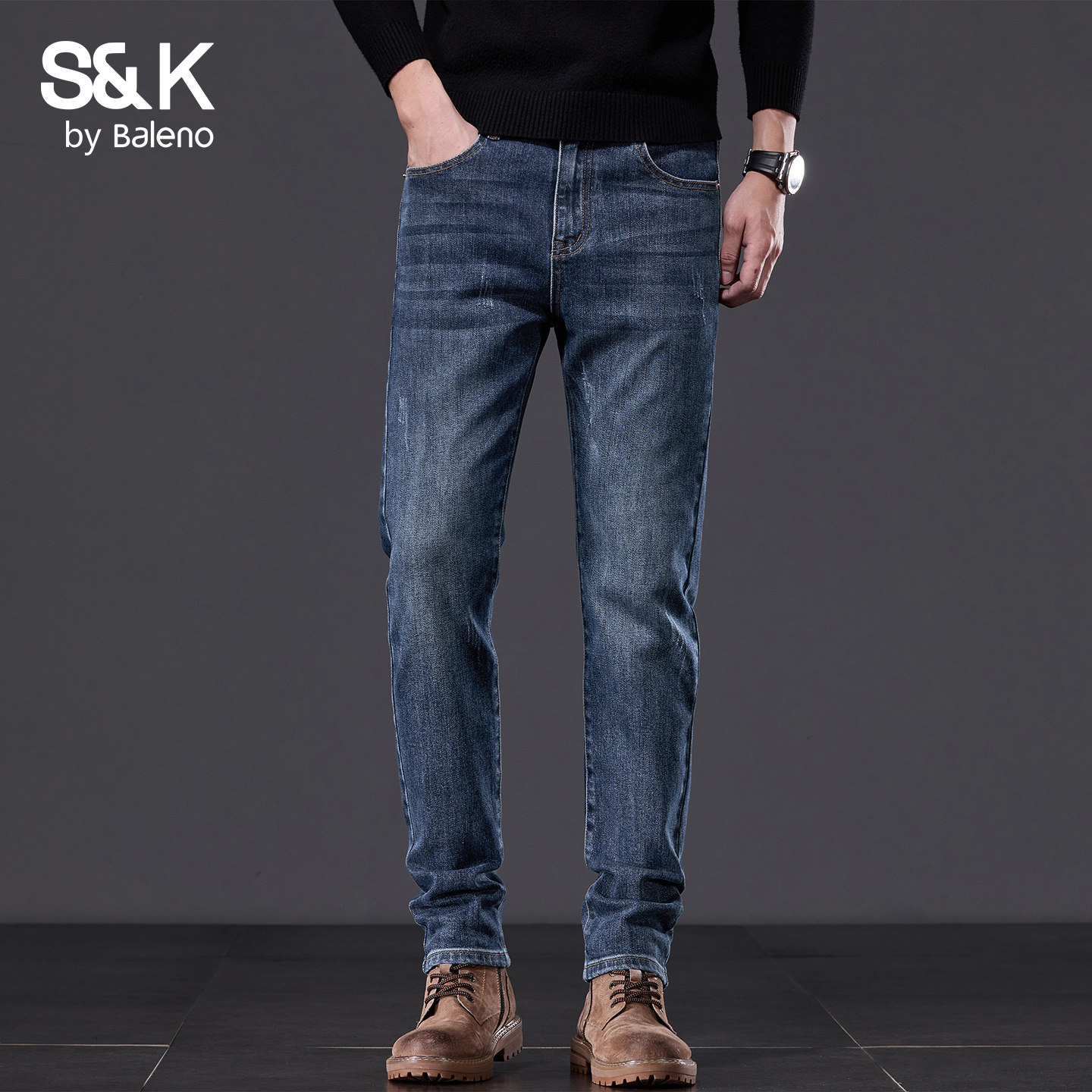 班尼路SK弹力直筒牛仔裤男士百搭