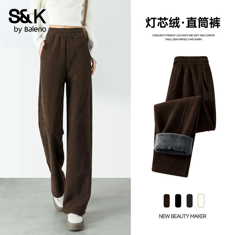班尼路S&K系列灯芯绒加绒直筒裤女款2025秋冬新款高腰百搭阔腿裤N,女装/女士精品,休闲裤,淘宝优惠券,粉丝福利购,淘宝优惠卷