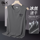 坎肩透气无袖 Baleno 班尼路S&K系列背心男冰丝网眼健身汗衫 t恤LF