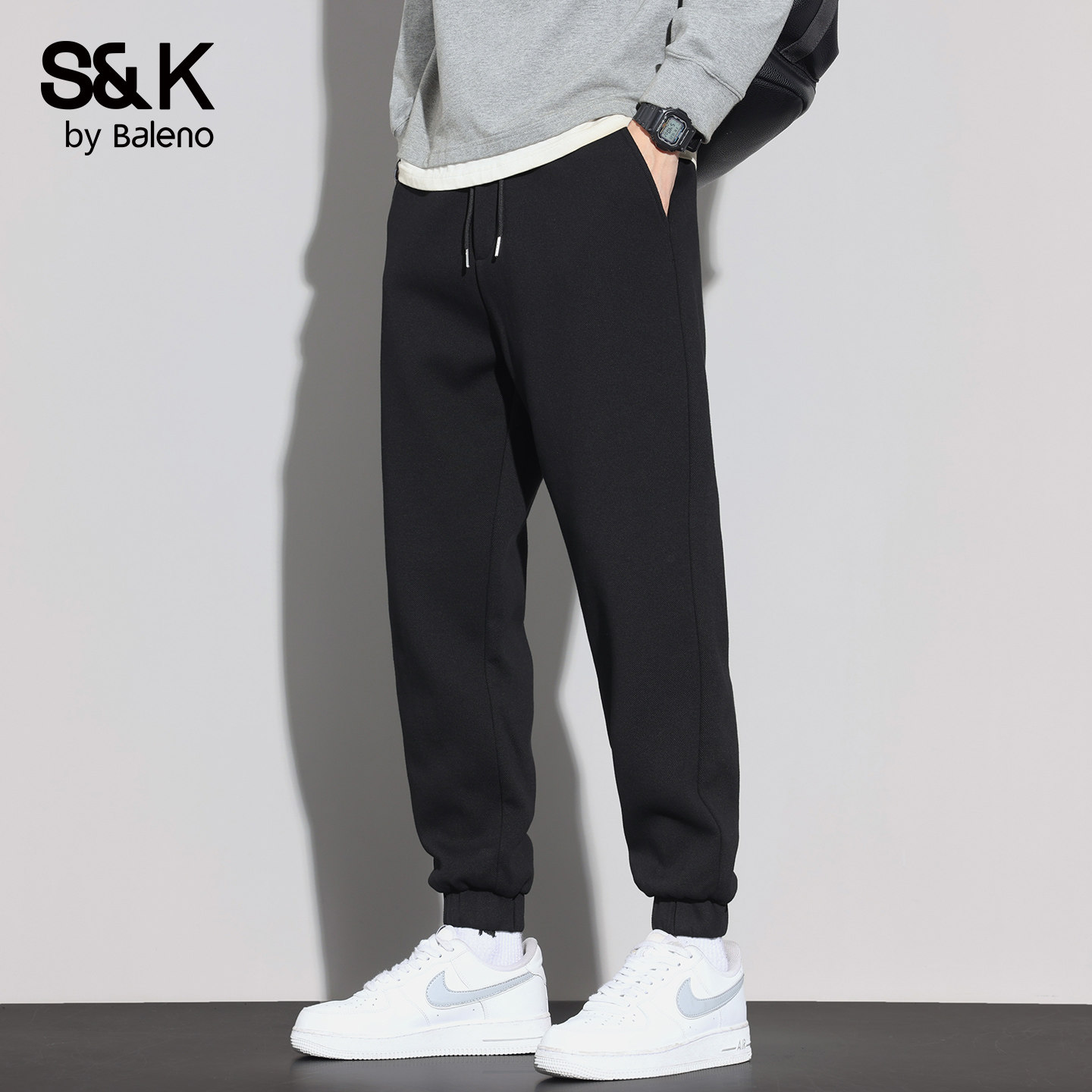 班尼路秋冬新款宽松束脚休闲裤男