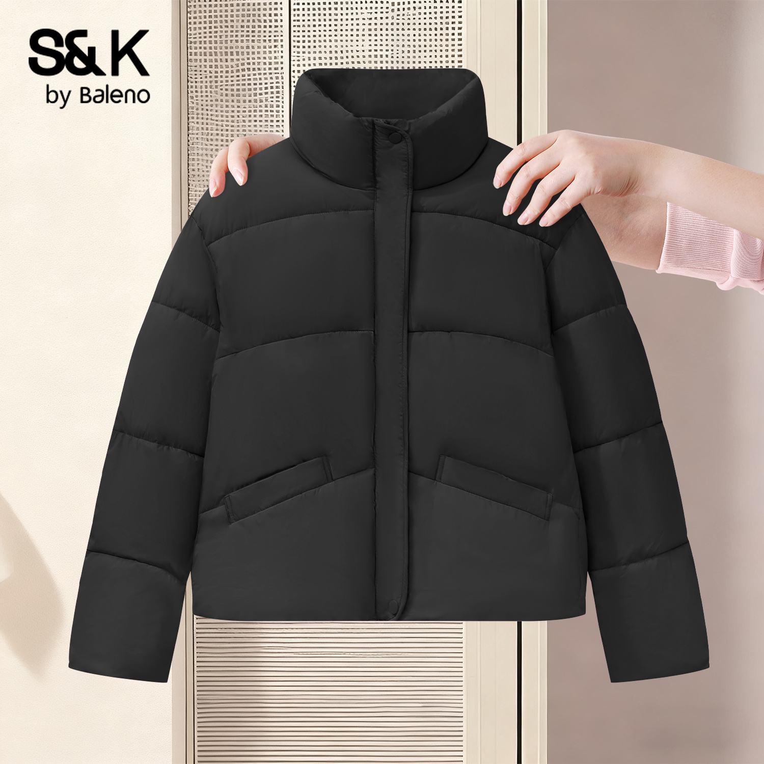 班尼路短款立领保暖棉服