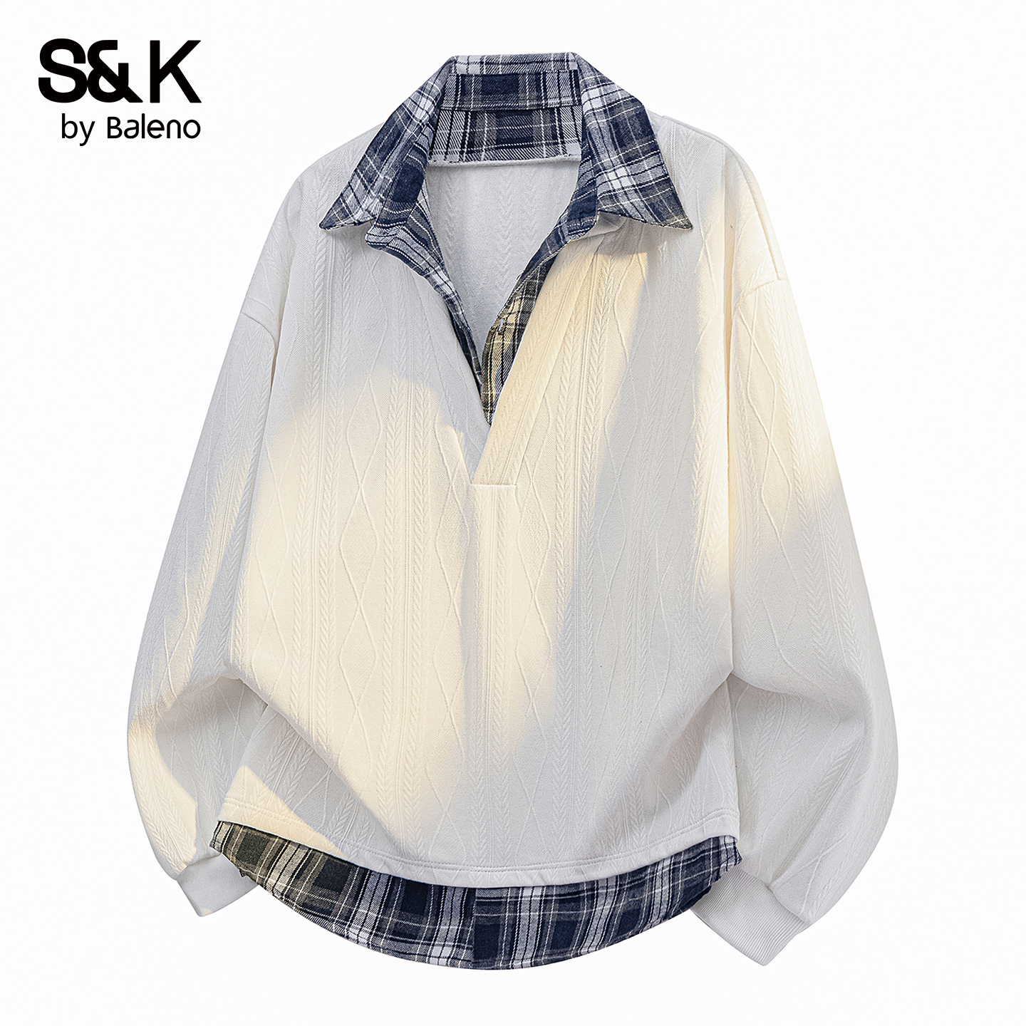 班尼路秋季新款长袖格子卫衣男士