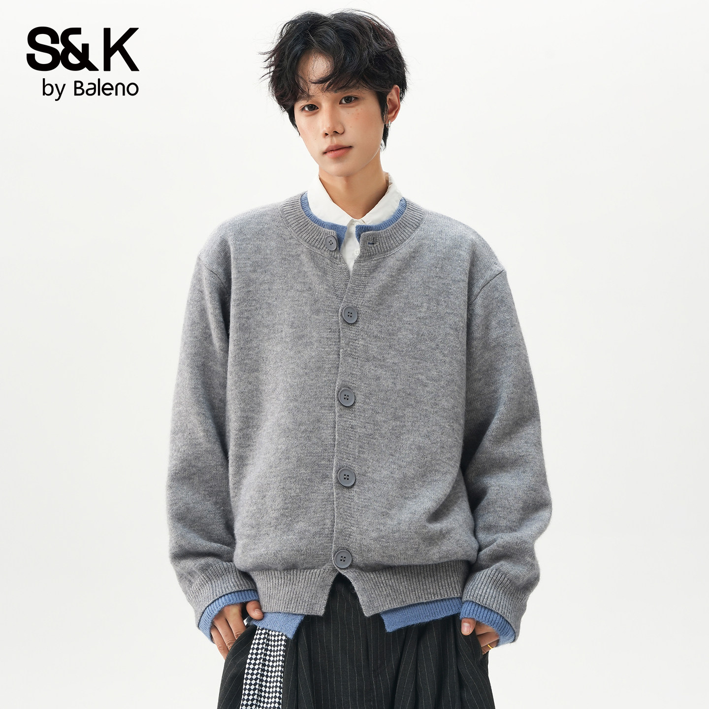 班尼路SK美式复古开衫毛衣男士春季2026新款学院风假两件针织衫YS,男装,针织衫/毛衣,淘宝优惠券,粉丝福利购,淘宝优惠卷