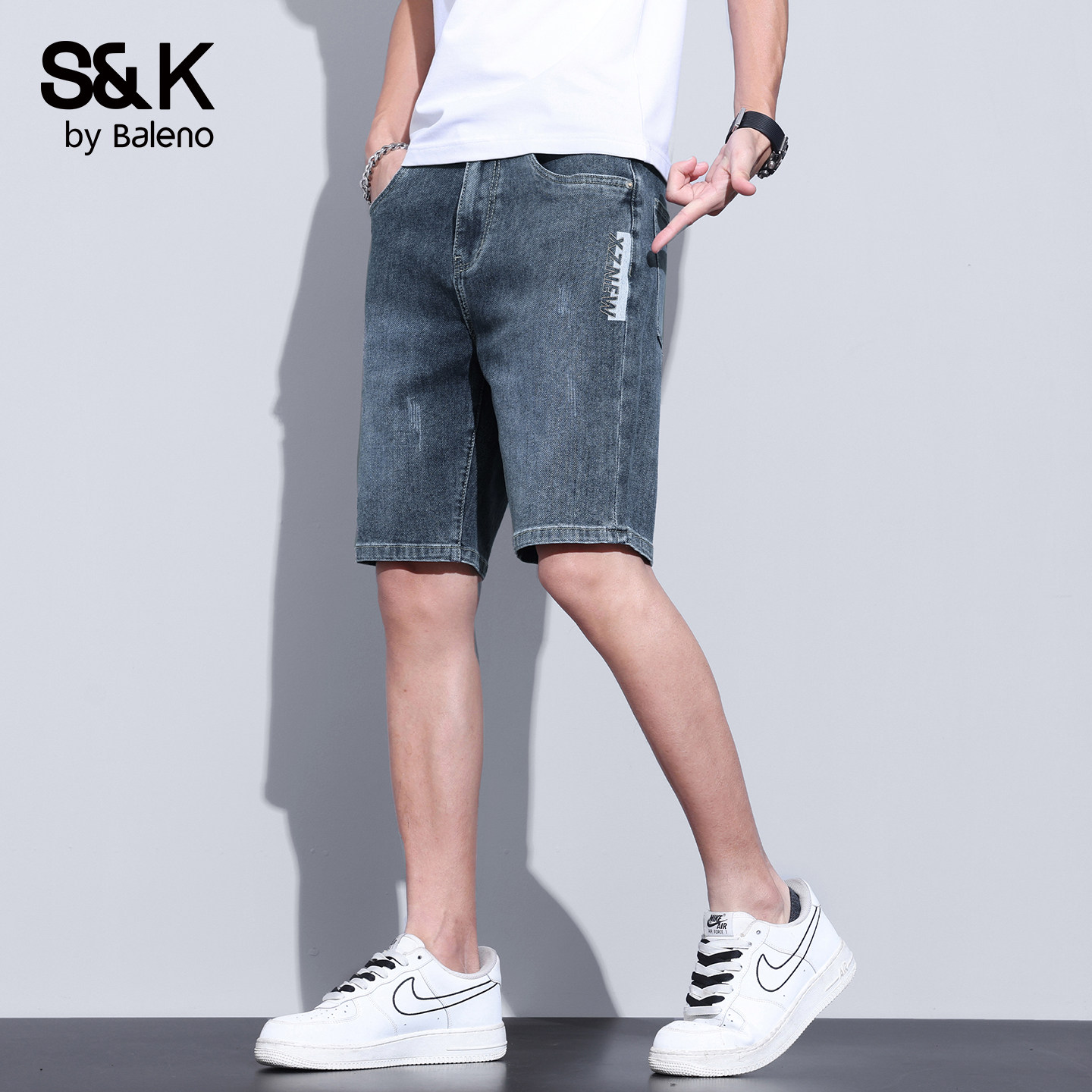 班尼路SK夏季薄款宽松牛仔短裤男图片