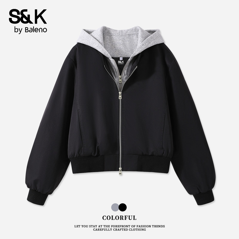 班尼路S&k系列连帽外套女秋季新款韩版宽松休闲通勤百搭开衫上衣Q
