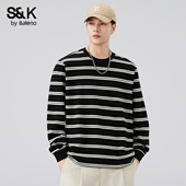 新款 班尼路SK日系纯棉T恤男长袖 2025秋季 宽松百搭青年圆领上衣YS