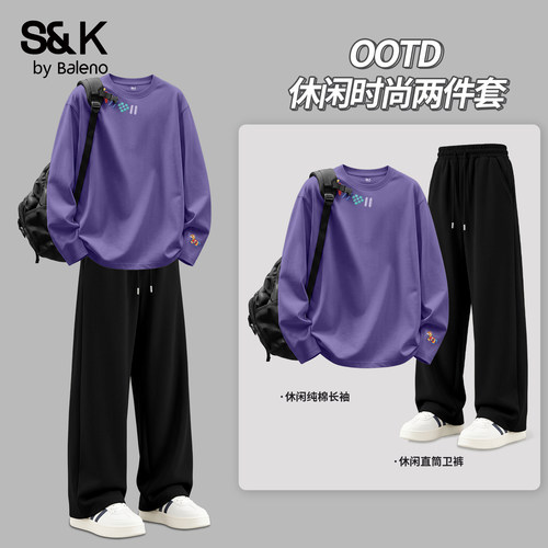 班尼路t恤裤子运动套装男一整套