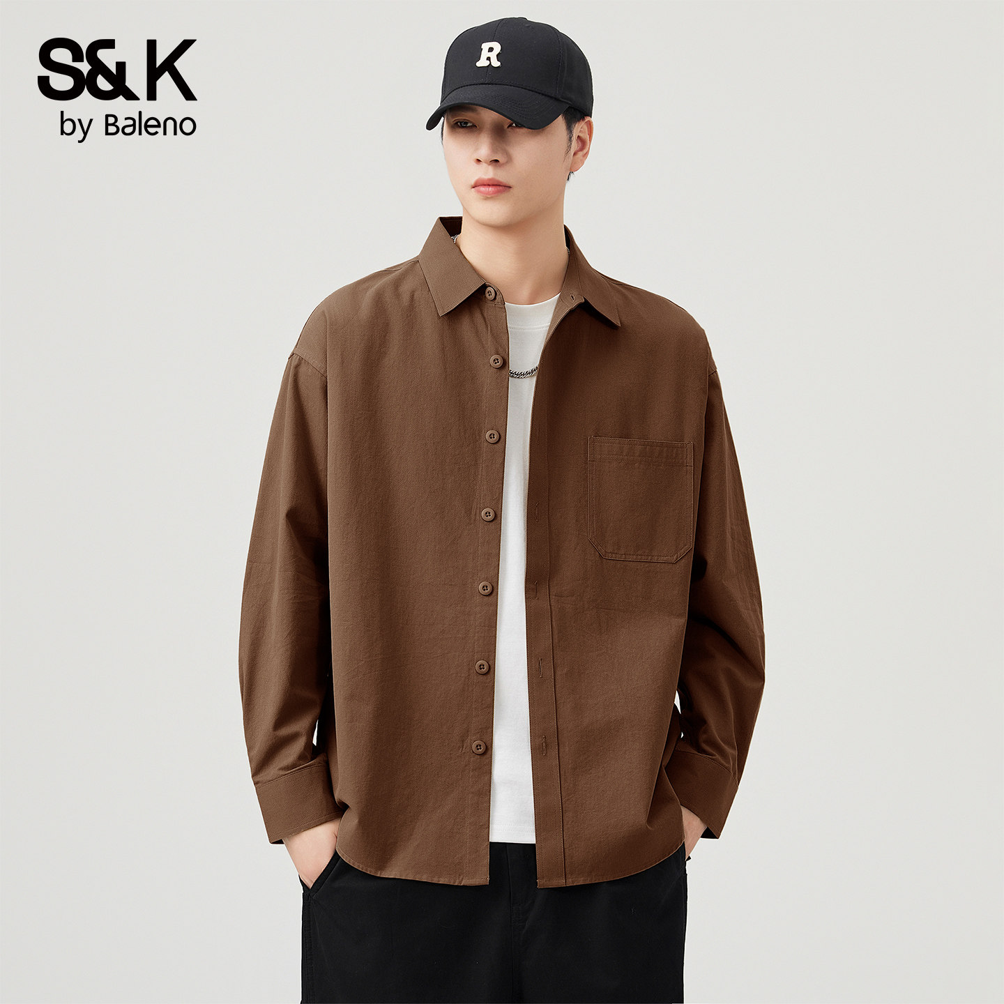班尼路SK纯棉休闲长袖衬衫男士春夏季新款百搭时尚翻领开衫上衣YS - baleno班尼路官方旗舰店出品