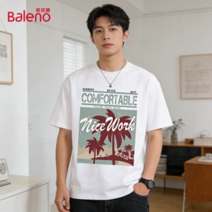 帅气男式 班尼路圆领短袖 纯棉舒适体恤时尚 新款 百搭上衣 T恤男夏季