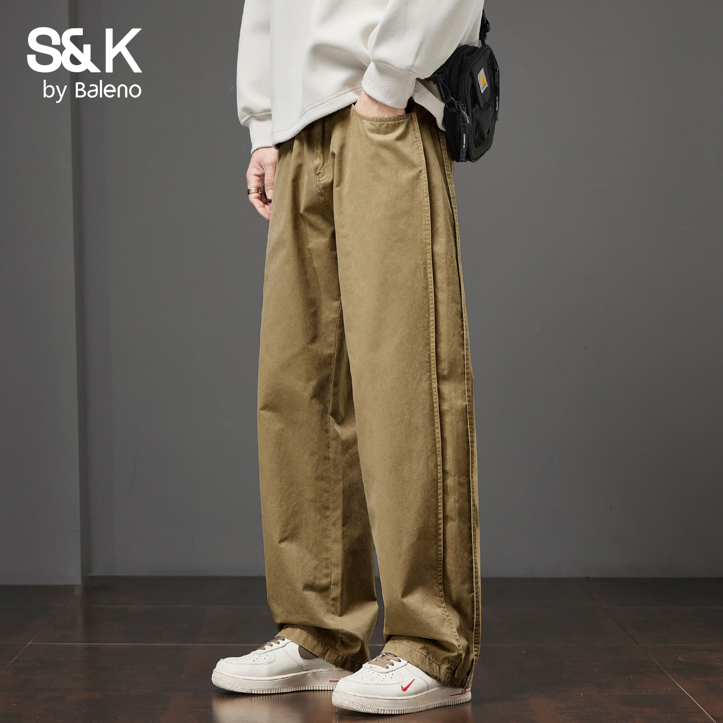 班尼路秋季新款宽松直筒休闲裤男