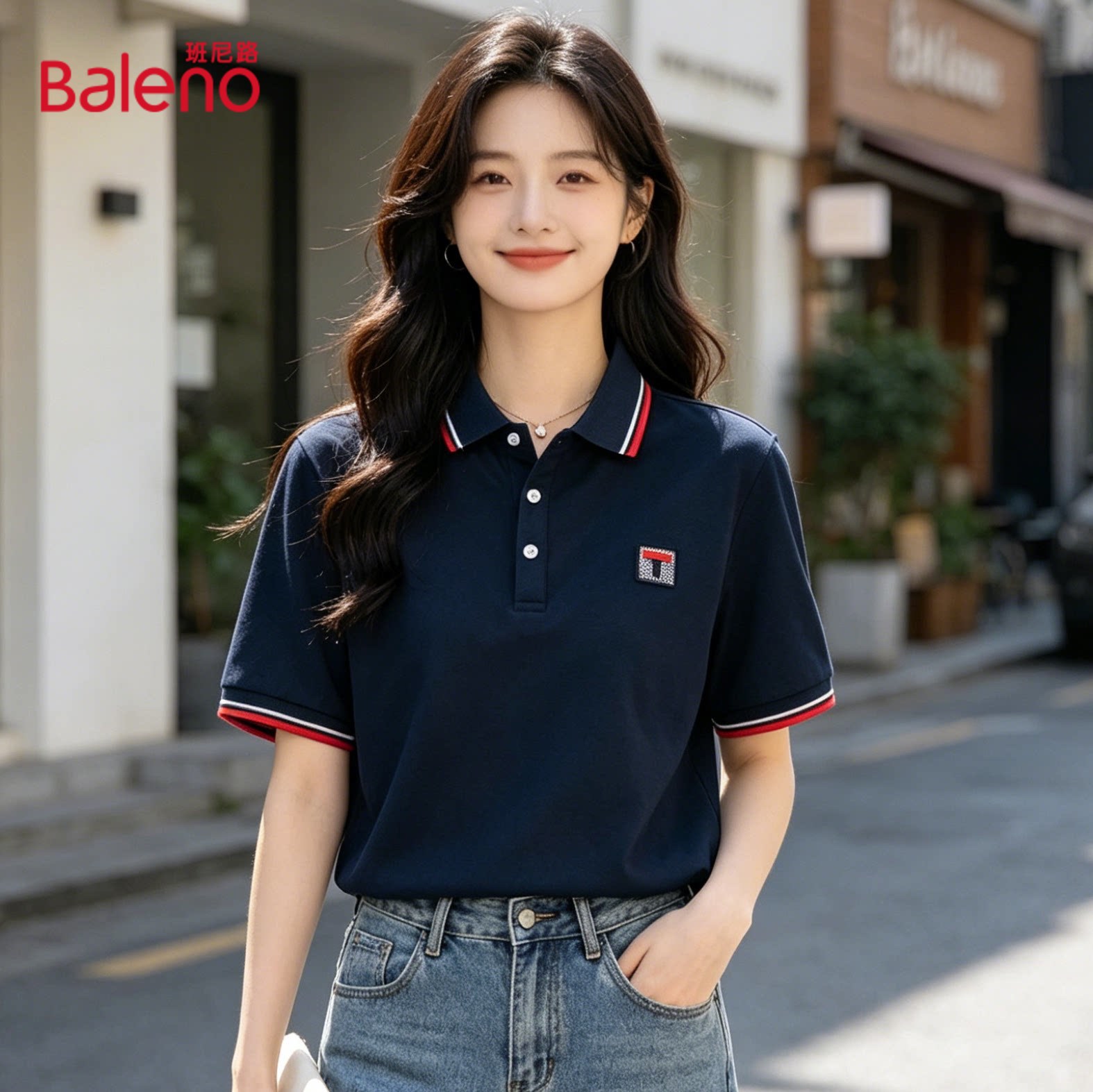 班尼路短袖polo衫女纯棉图片