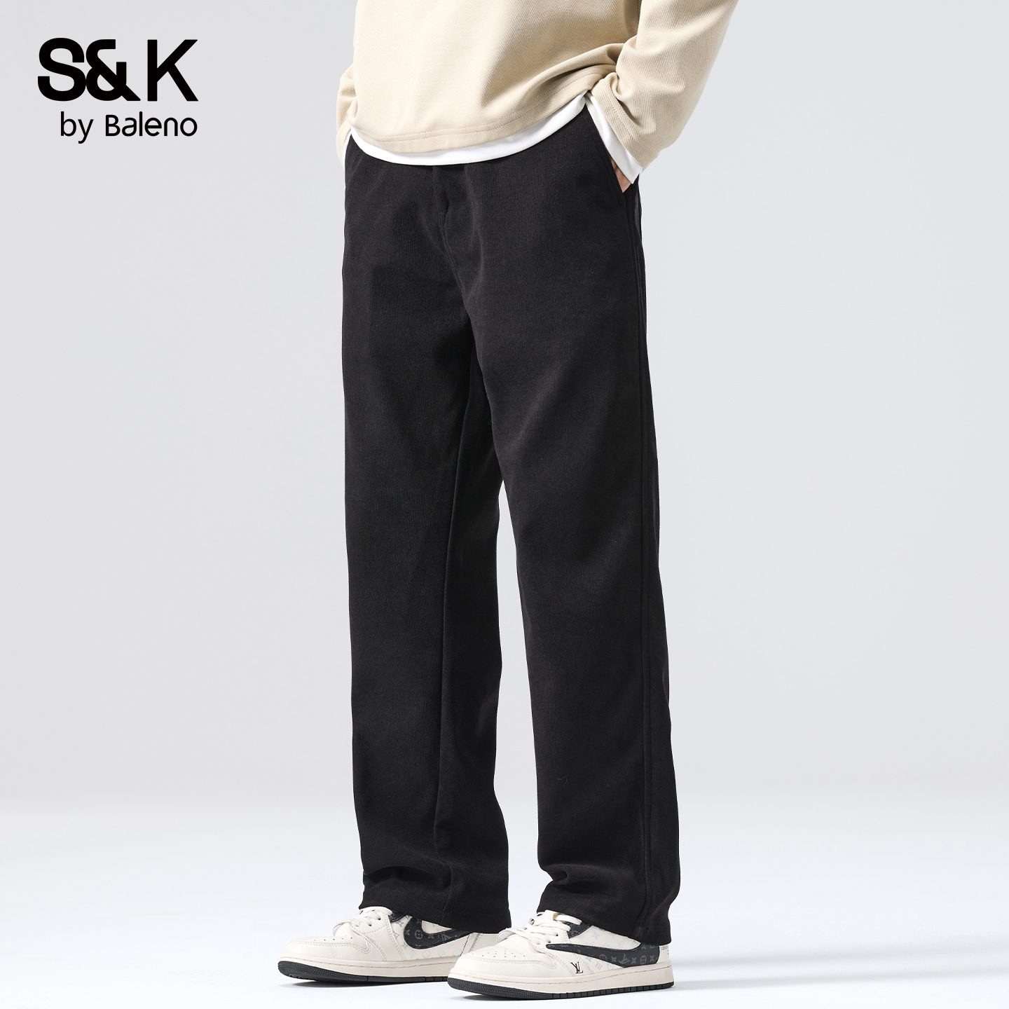 班尼路秋冬厚款宽松潮牌休闲裤男