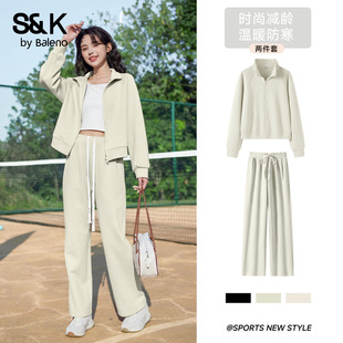 女春季 两件装 新款 外套直筒阔腿裤 开衫 班尼路S&K系列运动休闲套装