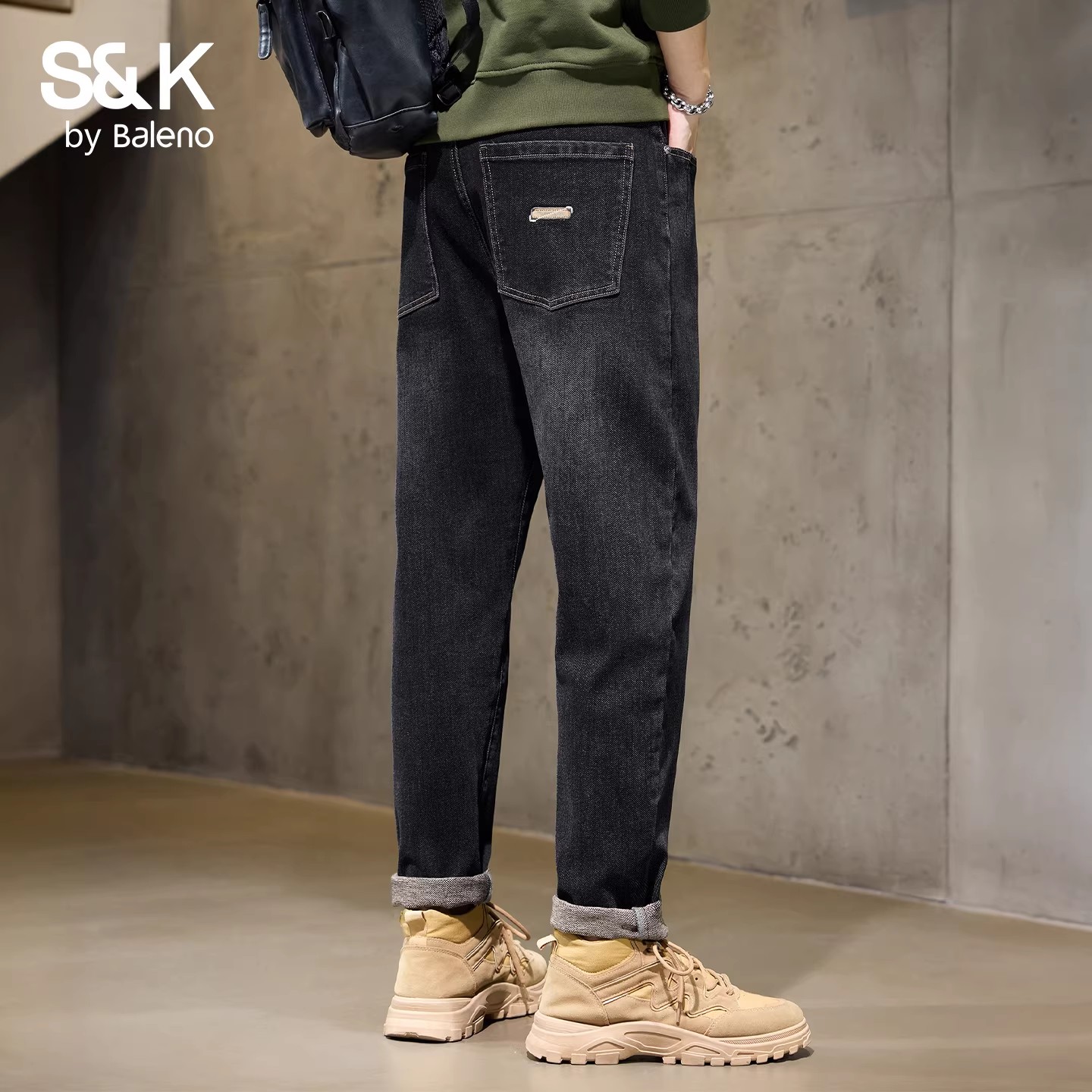班尼路SK秋季复古男士牛仔宽松裤新款男装潮牌小直筒休闲长裤子YS