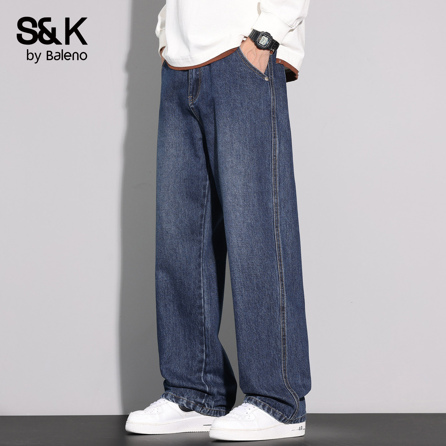 班尼路SK牛仔裤男士2026新款直筒宽松春季潮牌裤子美式复古阔腿YS