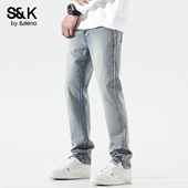 直筒休闲百搭长裤 班尼路SK复古牛仔裤 长YS 美式 高街修身 男秋季 新款