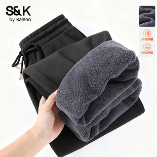 休闲裤 班尼路S&K重磅加绒裤 羊驼绒保暖男士 冬季 子男黑色直筒卫裤