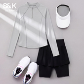 班尼路S&K系列半拉链速干运动服女春夏新款 户外跑步健身长袖 T恤Q